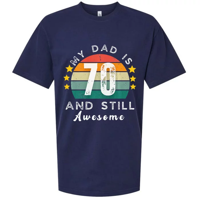 Vintage My Dad Is 70 And Still Awesome 70th Birthday Party Sueded Cloud Jersey T-Shirt