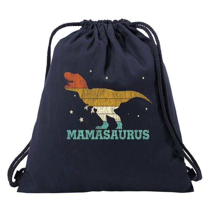 Vintage Mamasaurus Dinosaur Trex Mom Family Matching Mother Gift Drawstring Bag