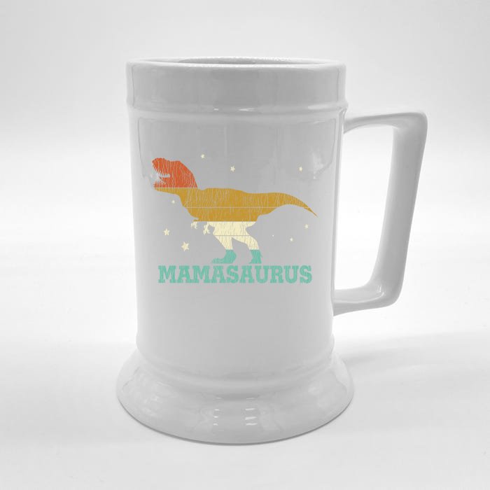 Vintage Mamasaurus Dinosaur Trex Mom Family Matching Mother Gift Front & Back Beer Stein