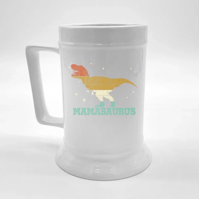 Vintage Mamasaurus Dinosaur Trex Mom Family Matching Mother Gift Front & Back Beer Stein