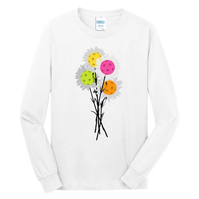 Valentine's Mother's Day Pickleball Flower Bouquet Pretty Tall Long Sleeve T-Shirt