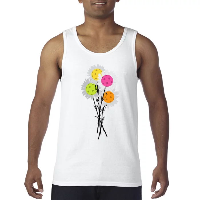 Valentine's Mother's Day Pickleball Flower Bouquet Pretty Tank Top