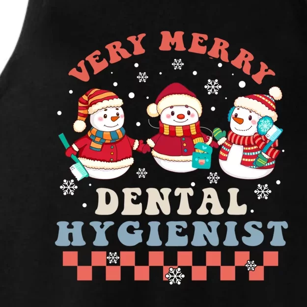 Very Merry Dental Hygienist Groovy Christmas Dental Squad Gift Ladies Tri-Blend Wicking Tank