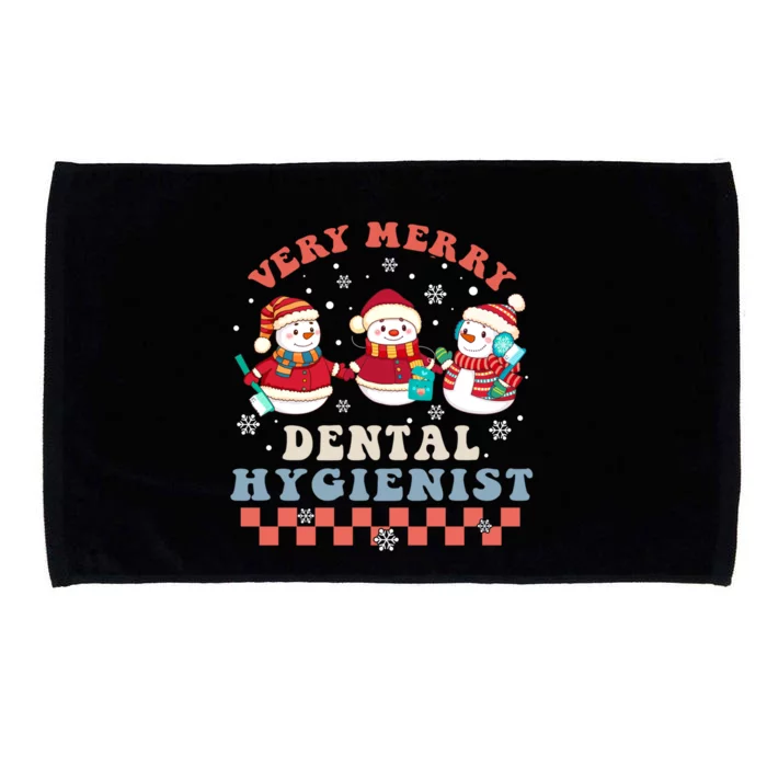 Very Merry Dental Hygienist Groovy Christmas Dental Squad Gift Microfiber Hand Towel