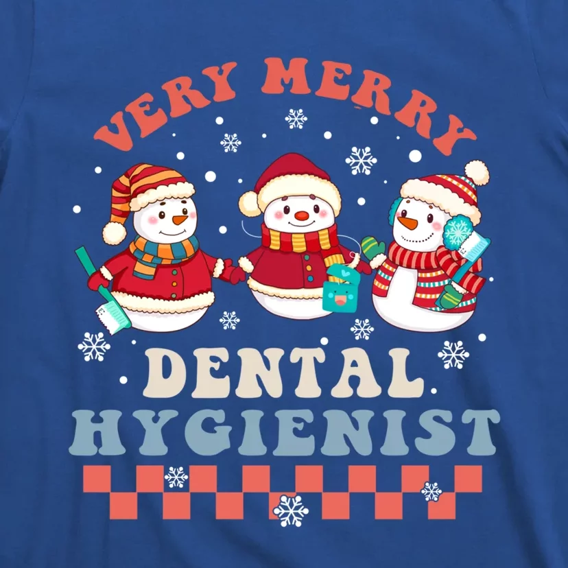 Very Merry Dental Hygienist Groovy Christmas Dental Squad Gift T-Shirt