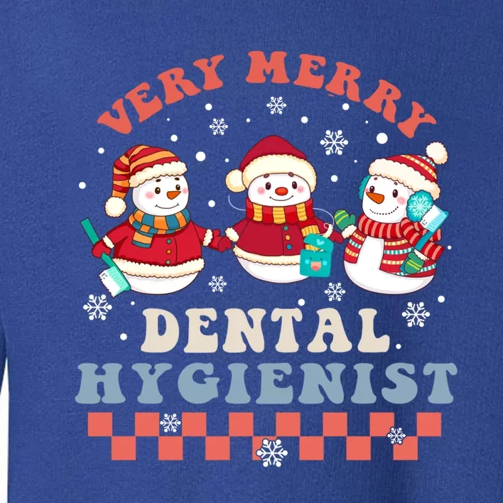 Very Merry Dental Hygienist Groovy Christmas Dental Squad Gift Toddler Sweatshirt