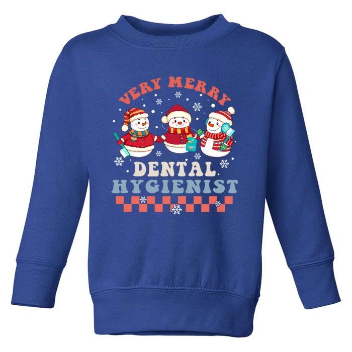 Very Merry Dental Hygienist Groovy Christmas Dental Squad Gift Toddler Sweatshirt