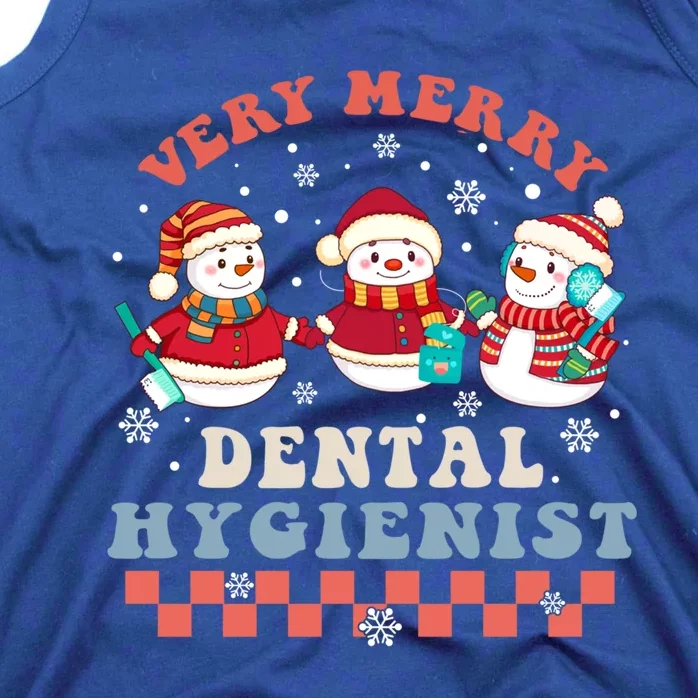 Very Merry Dental Hygienist Groovy Christmas Dental Squad Gift Tank Top