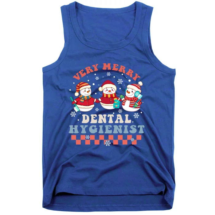 Very Merry Dental Hygienist Groovy Christmas Dental Squad Gift Tank Top