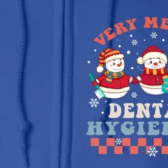 Very Merry Dental Hygienist Groovy Christmas Dental Squad Gift Full Zip Hoodie