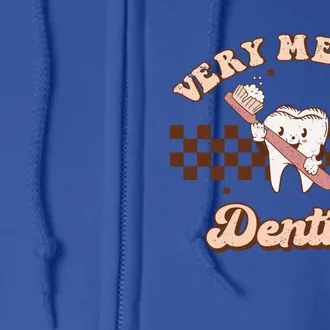 Very Merry Dentist Groovy Dental Squad Christmas Pajamas Cool Gift Full Zip Hoodie