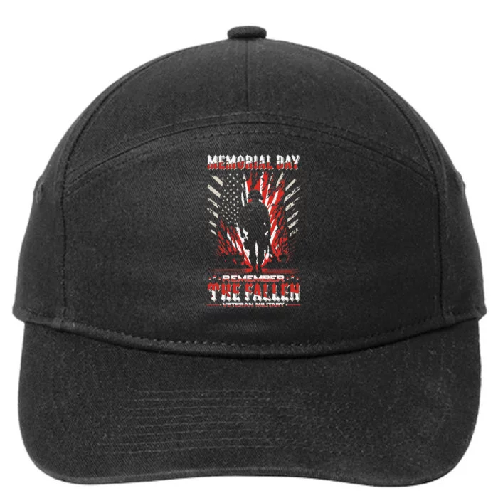 Vintage Memorial Day Remember The Fallen Veteran Military 7-Panel Snapback Hat