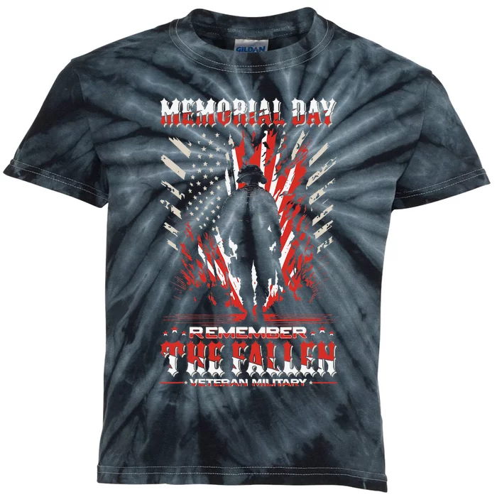 Vintage Memorial Day Remember The Fallen Veteran Military Kids Tie-Dye T-Shirt