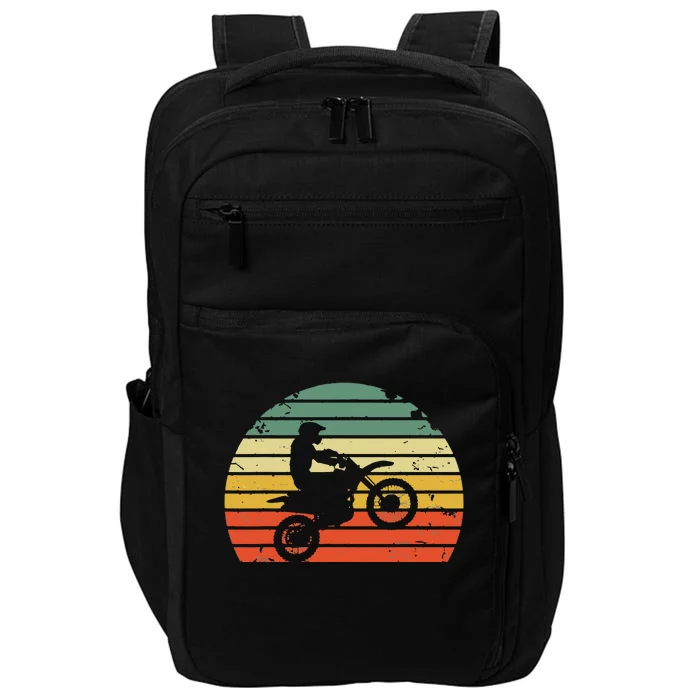 Vintage Motocross Dirt Bike Silhouette Retro Dirt Bike Impact Tech Backpack