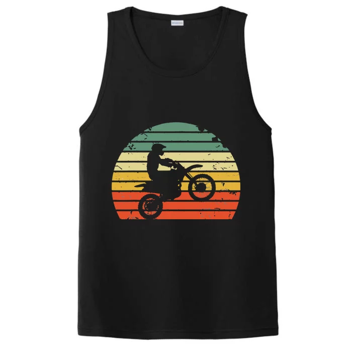 Vintage Motocross Dirt Bike Silhouette Retro Dirt Bike Performance Tank