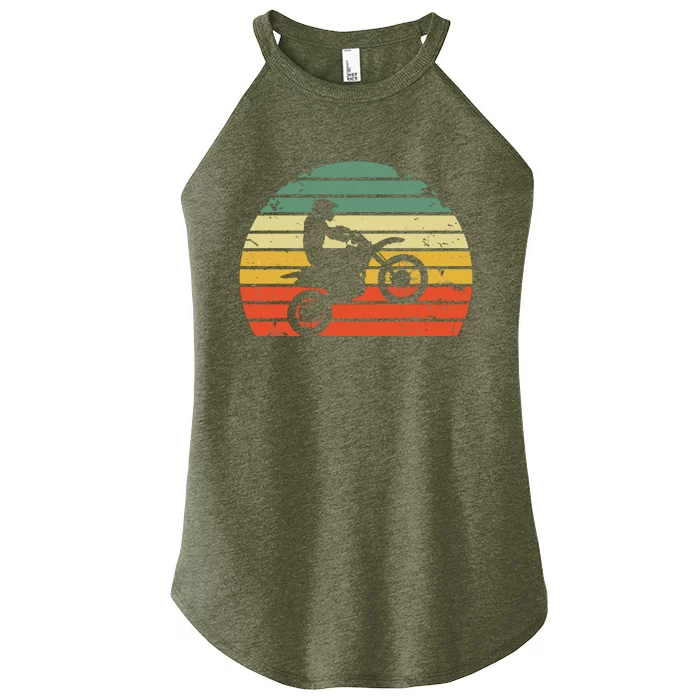 Vintage Motocross Dirt Bike Silhouette Retro Dirt Bike Women’s Perfect Tri Rocker Tank