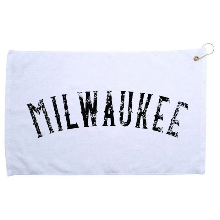 Vintage Milwaukee Distressed Black Text Apparel Grommeted Golf Towel