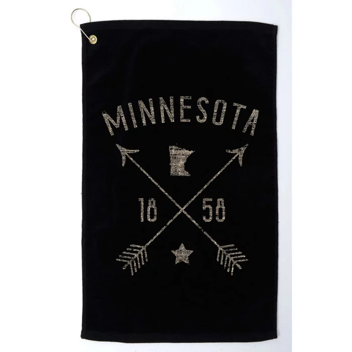 Vintage Minnesota Distressed Home State Map Boho Arrows Platinum Collection Golf Towel