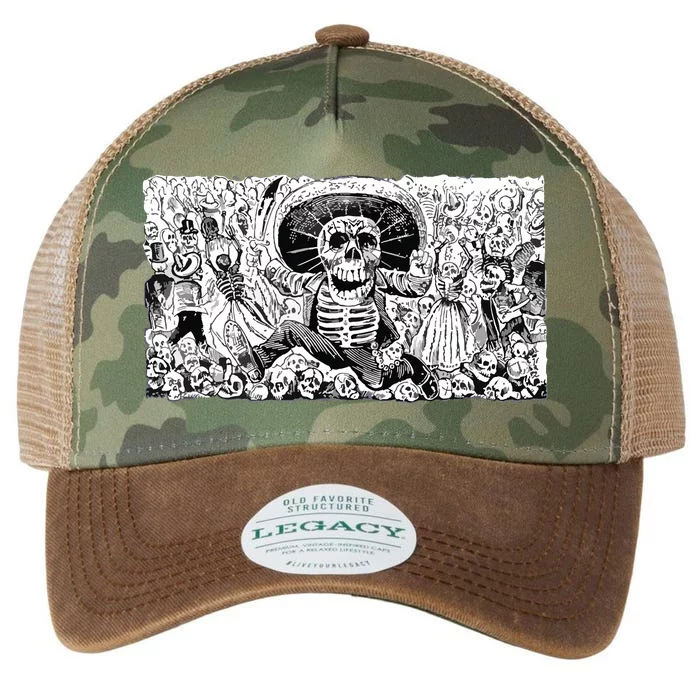 Vintage Mexico Day Of The Dead Dia De Los Muertos Legacy Tie Dye Trucker Hat