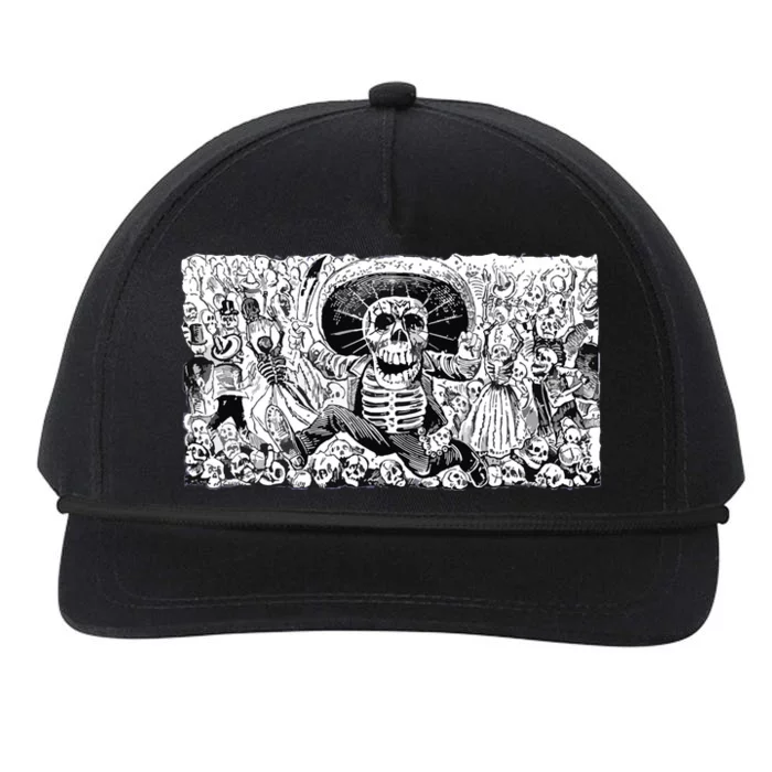 Vintage Mexico Day Of The Dead Dia De Los Muertos Snapback Five-Panel Rope Hat