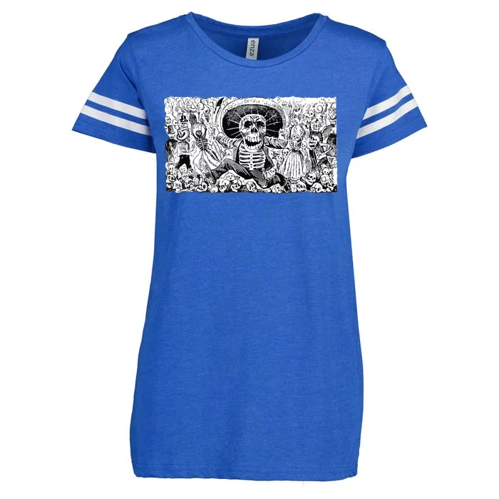 Vintage Mexico Day Of The Dead Dia De Los Muertos Enza Ladies Jersey Football T-Shirt