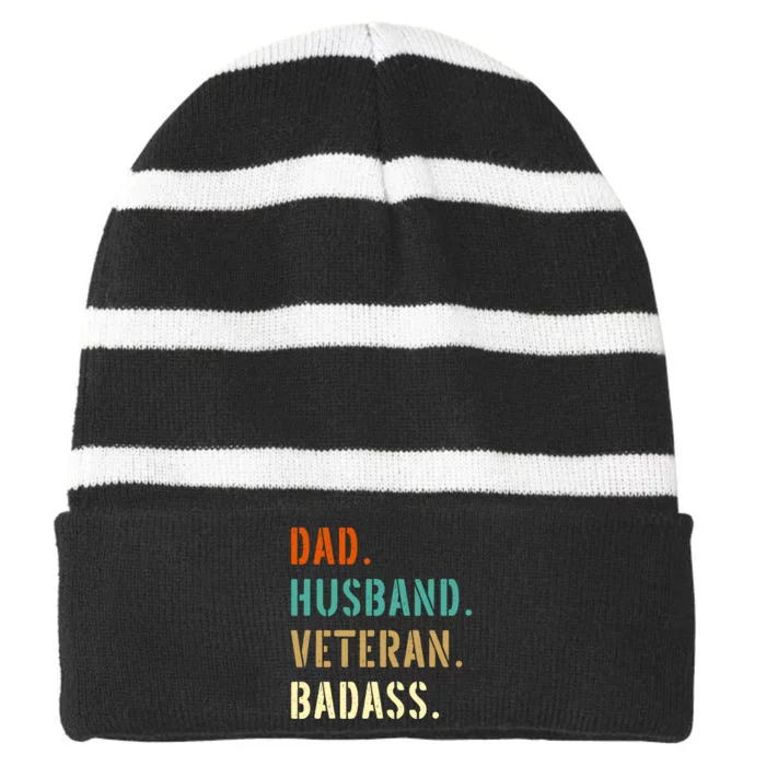 Veteran Military Dad Gifts From Daughter Son Wife Striped Beanie with Solid Band