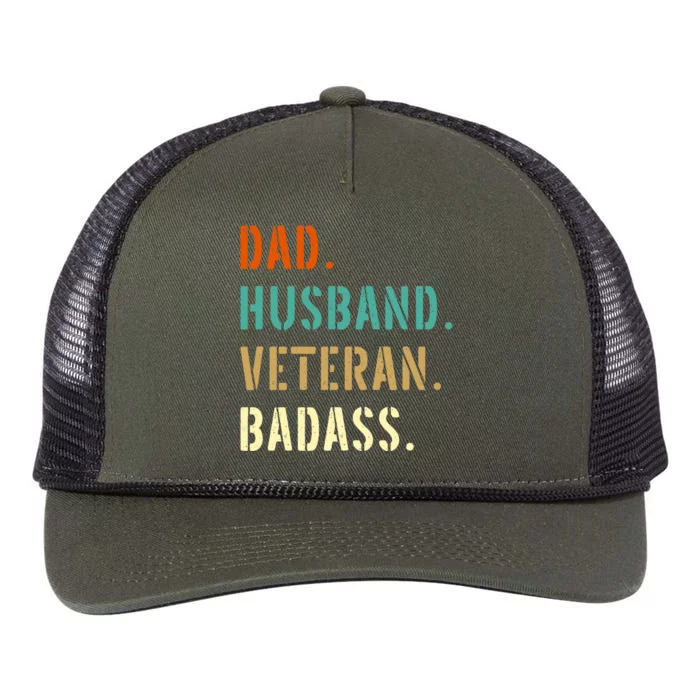 Veteran Military Dad Gifts From Daughter Son Wife Retro Rope Trucker Hat Cap