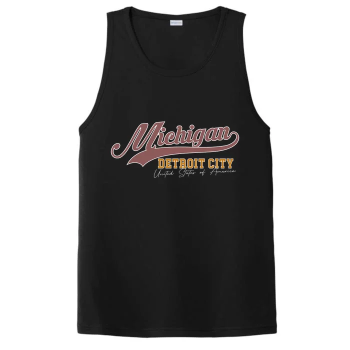 Vintage Michigan Detroit City Performance Tank