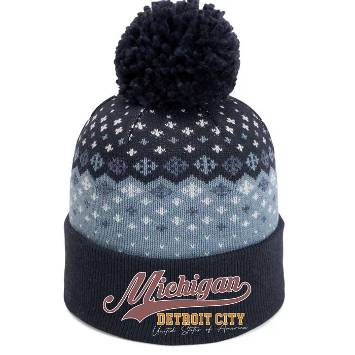 Vintage Michigan Detroit City The Baniff Cuffed Pom Beanie