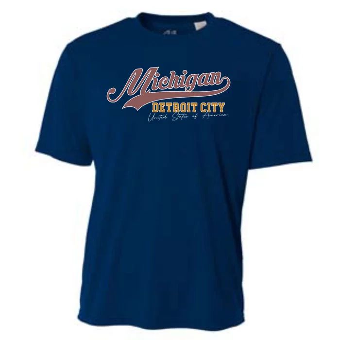 Vintage Michigan Detroit City Cooling Performance Crew T-Shirt