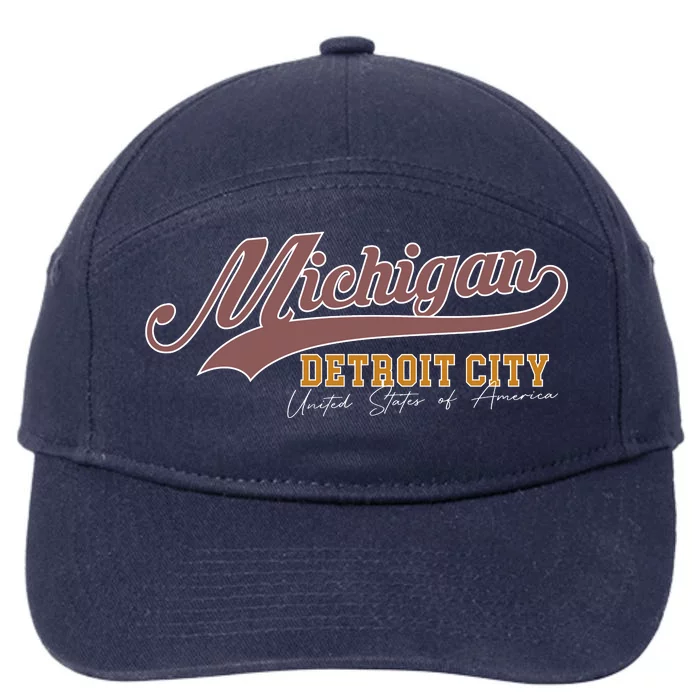 Vintage Michigan Detroit City 7-Panel Snapback Hat