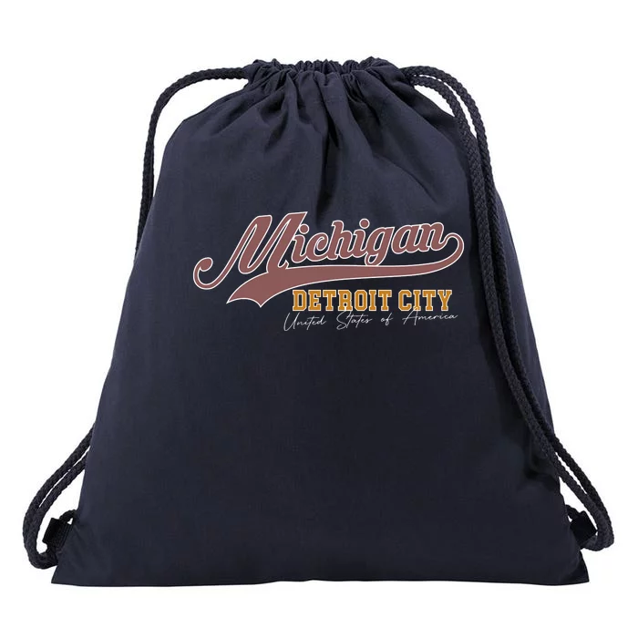 Vintage Michigan Detroit City Drawstring Bag