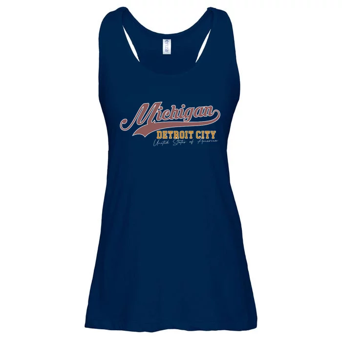 Vintage Michigan Detroit City Ladies Essential Flowy Tank