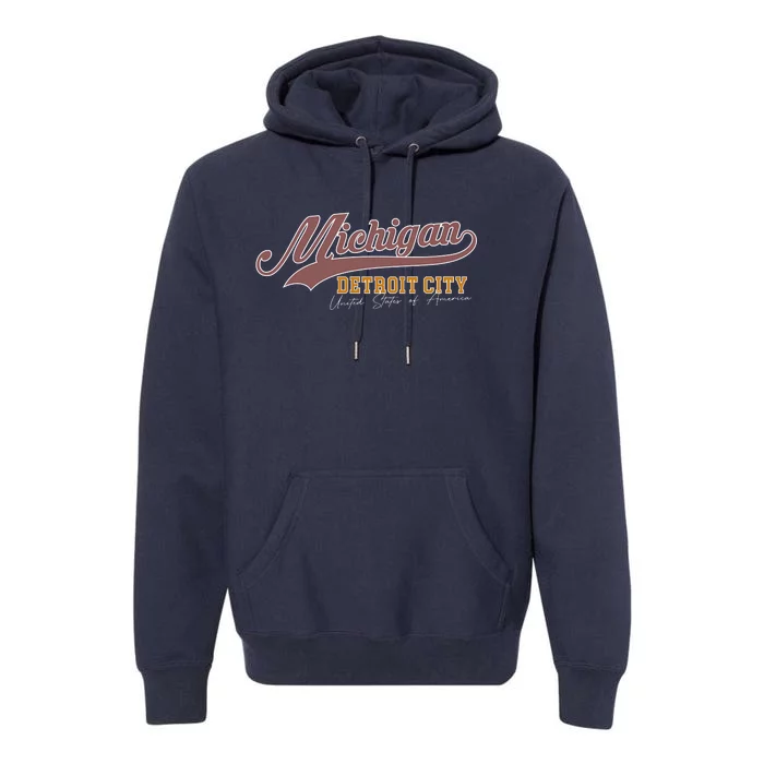 Vintage Michigan Detroit City Premium Hoodie