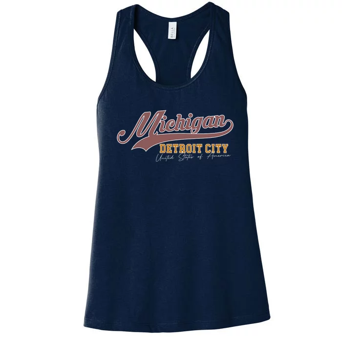 Vintage Michigan Detroit City Women's Racerback Tank