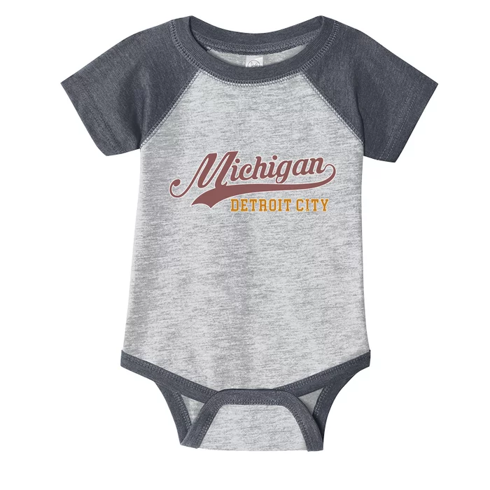 Vintage Michigan Detroit City Infant Baby Jersey Bodysuit