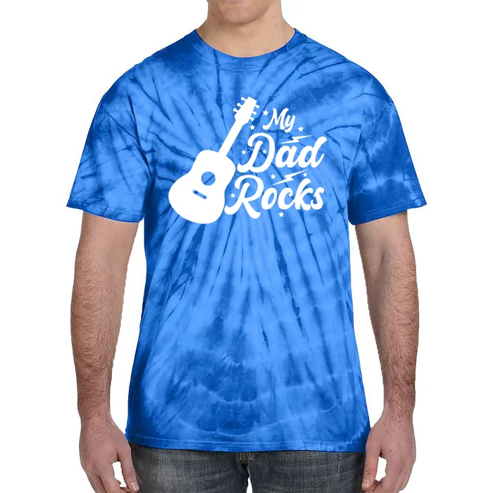 Vintage My Dad Rocks Guitar Daddy Gift Funny Fathers Day Meaningful Gift Tie-Dye T-Shirt