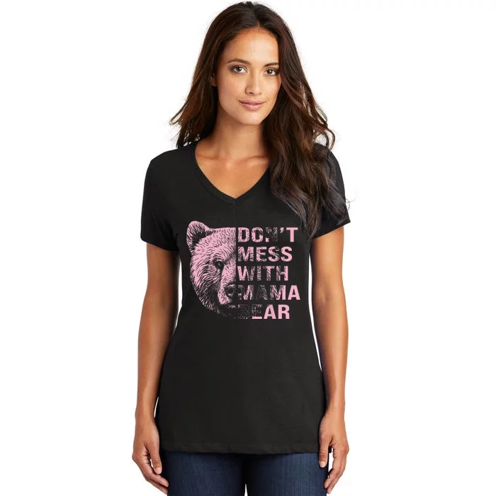 Vintage Mothers Day Don't Mess with Mama Bear Gifts Women's V-Neck T-Shirt