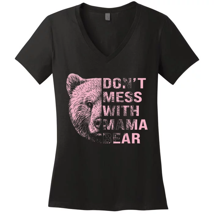 Vintage Mothers Day Don't Mess with Mama Bear Gifts Women's V-Neck T-Shirt