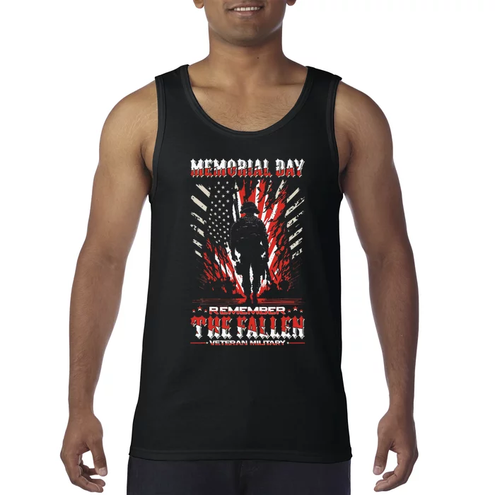 Vintage Memorial Day Remember The Fallen Veteran Military Tank Top