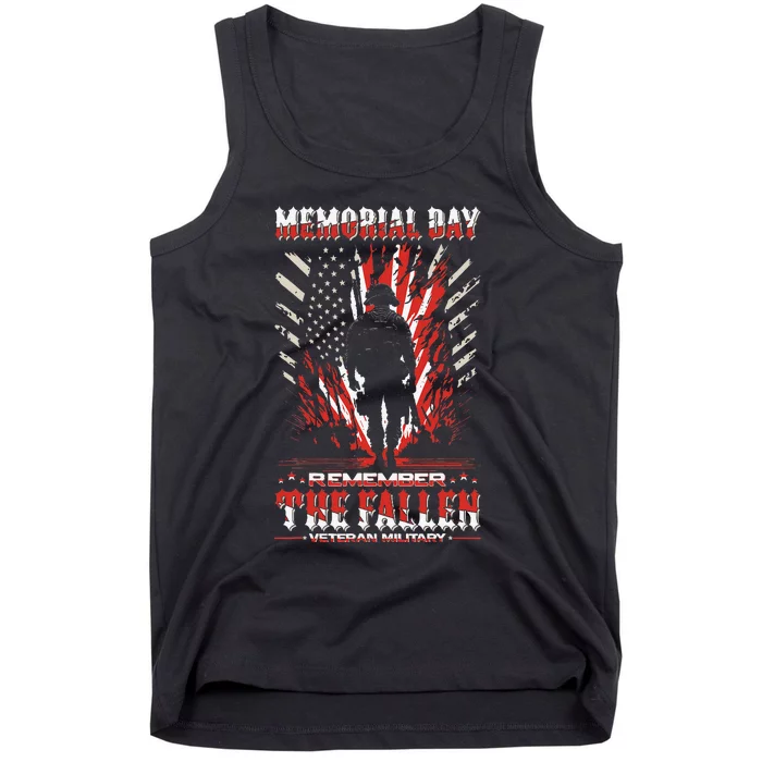 Vintage Memorial Day Remember The Fallen Veteran Military Tank Top