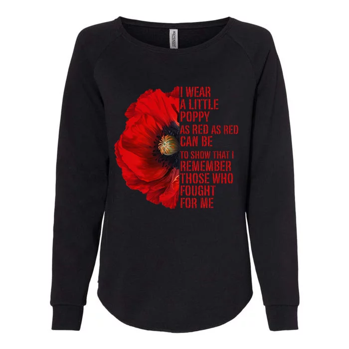 Veterans Memorial Day We Never Forget Red Poppy Flower Usa Womens California Wash Sweatshirt