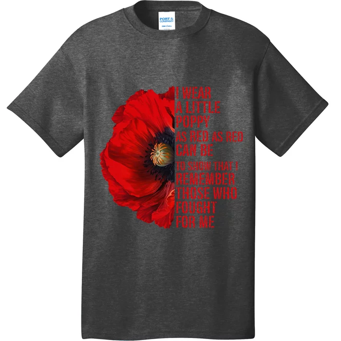 Veterans Memorial Day We Never Forget Red Poppy Flower Usa T-Shirt