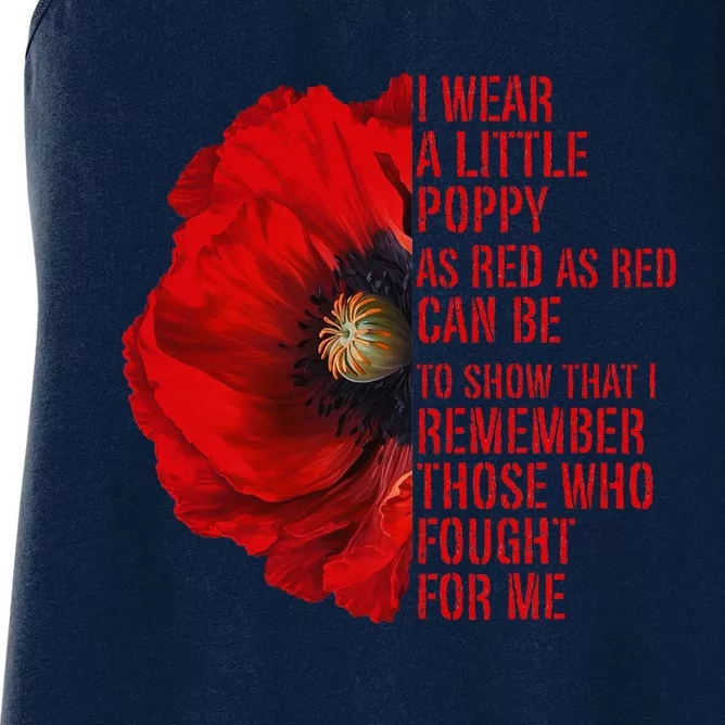 Veterans Memorial Day We Never Forget Red Poppy Flower Usa Women's Racerback Tank