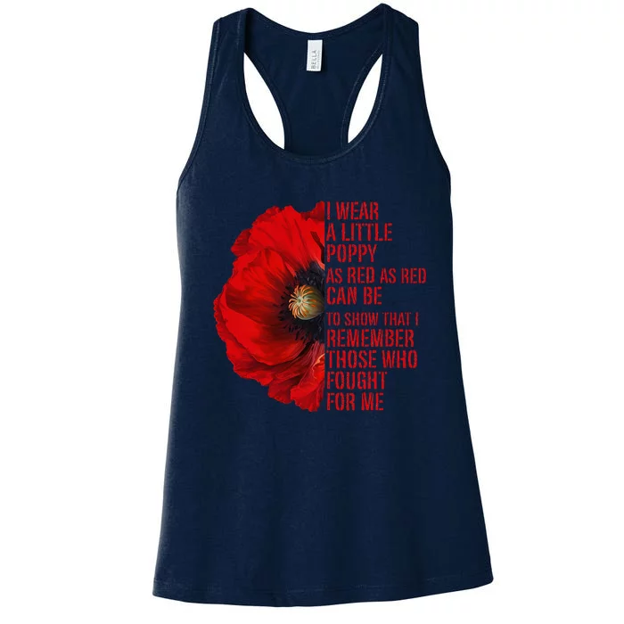 Veterans Memorial Day We Never Forget Red Poppy Flower Usa Women's Racerback Tank