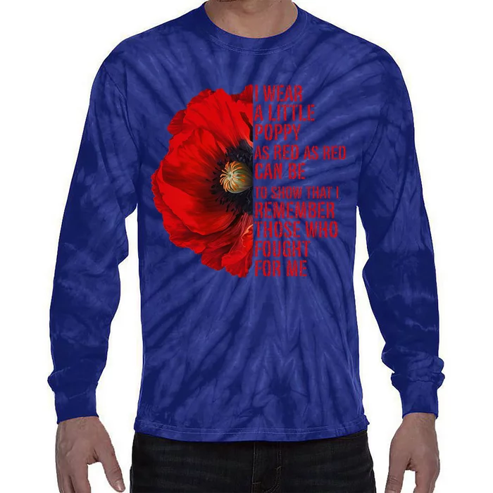 Veterans Memorial Day We Never Forget Red Poppy Flower Usa Tie-Dye Long Sleeve Shirt