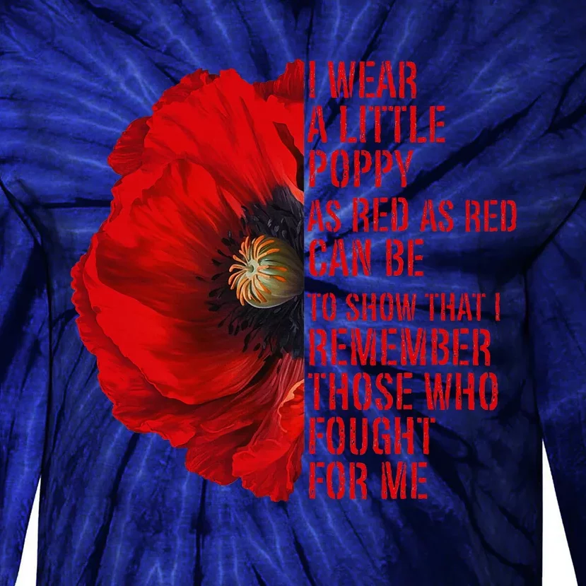 Veterans Memorial Day We Never Forget Red Poppy Flower Usa Tie-Dye Long Sleeve Shirt