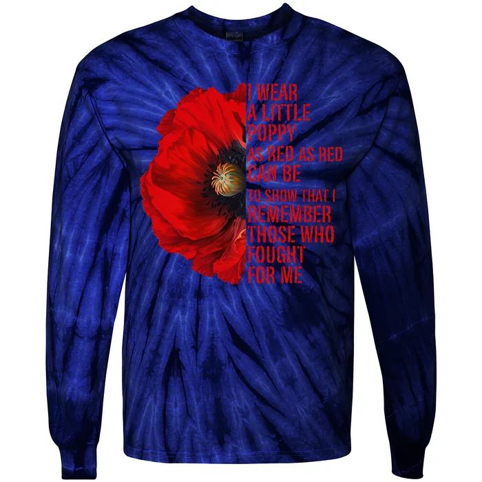 Veterans Memorial Day We Never Forget Red Poppy Flower Usa Tie-Dye Long Sleeve Shirt