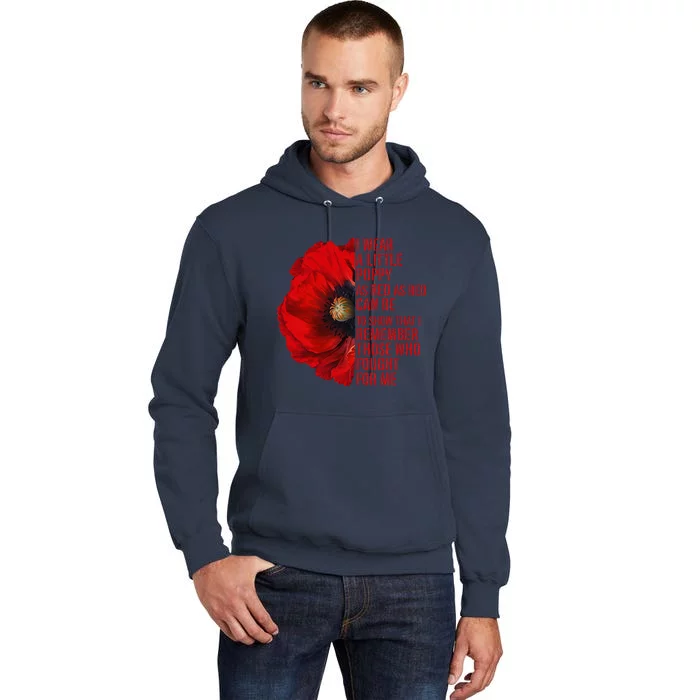 Veterans Memorial Day We Never Forget Red Poppy Flower Usa Tall Hoodie