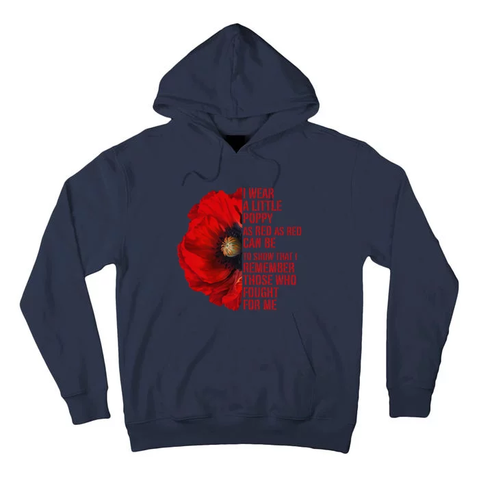 Veterans Memorial Day We Never Forget Red Poppy Flower Usa Tall Hoodie